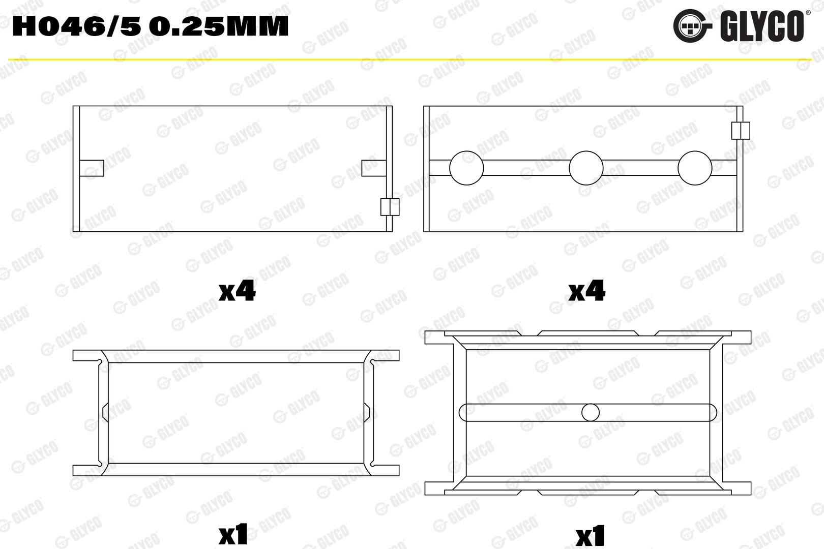 GLYCO H046/5 0.25mm - Kurbelwellenlager