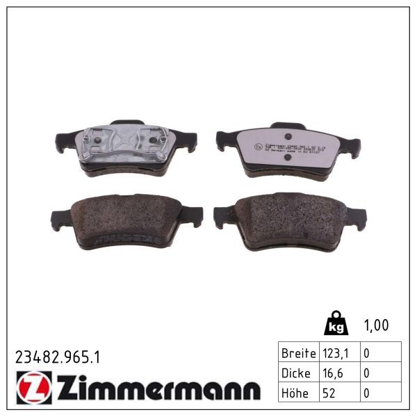 Zimmermann 23482.965.1 Bremsbelagsatz, Scheibenbremse