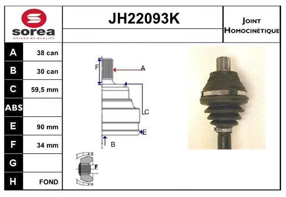 KIT CV JOINT AVEC KR053 - 100-100 A