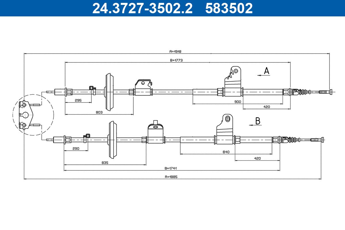 ATE 24.3727-3502.2 - Seilzug, Feststellbremse