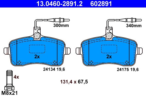 Brake Pad Set, disc brake 13.0460-2891.2