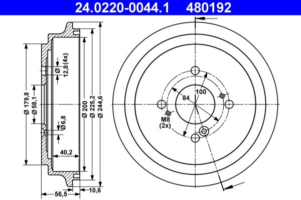 ATE 24.0220-0044.1 - Bremstrommel