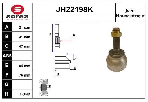 KIT CV JOINT AVEC KR078 - C15