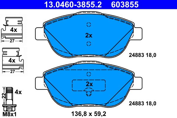 Brake Pad Set, disc brake 13.0460-3855.2