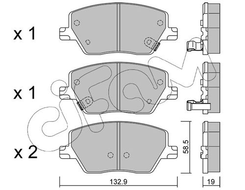 Комплект тормозных колодок, дисковый тормоз 822-1103-0