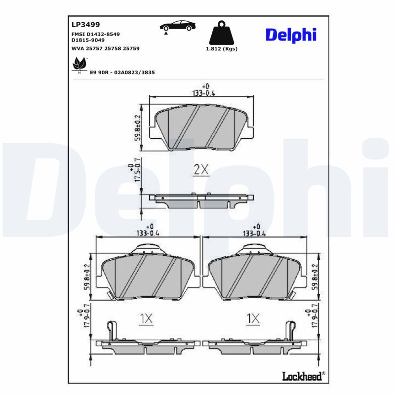 Bremsbelagsatz, Scheibenbremse