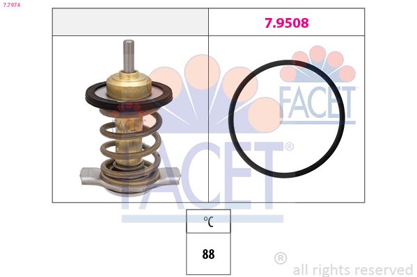 7.7974 FACET Made in Italy - OE Equivalent termosztát, hűtőfolyadék