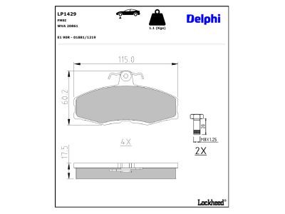 DELPHI LP1429 - Bremsbelagsatz, Scheibenbremse