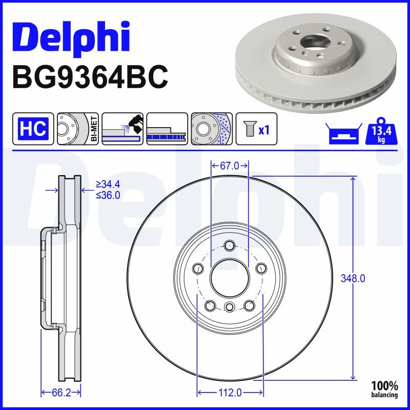 Delphi BG9364BC - Bremsscheibe