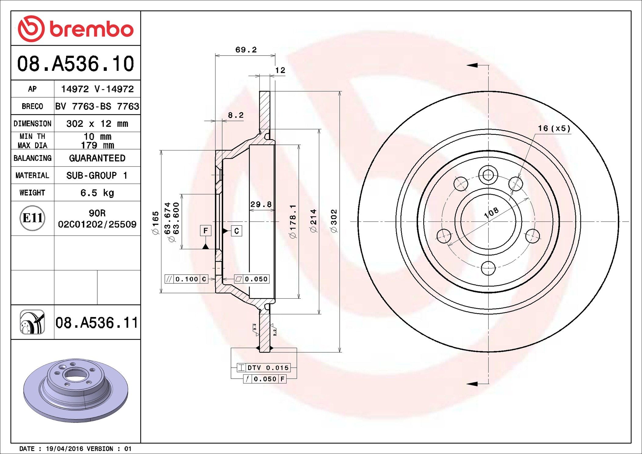 VOLVO XC70 D5 P3 09-11 (RR) *without Electric H/Brake - TecDoc 1