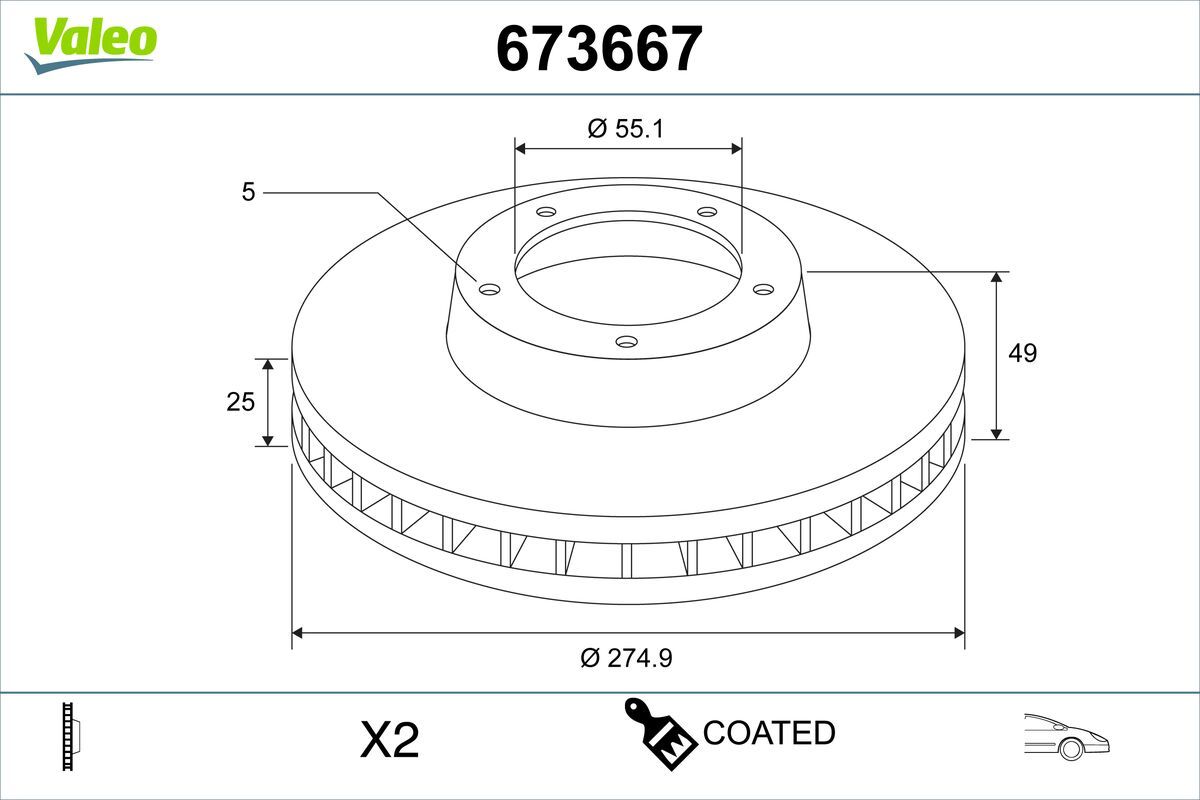 673667 VALEO COATED féktárcsa