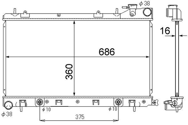 Radiator, engine cooling CR 1874 000S