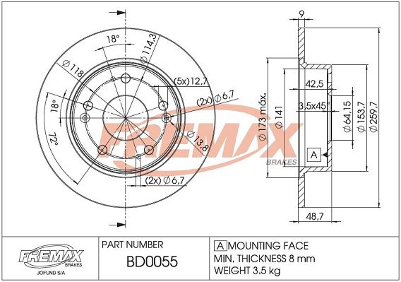 BD-0055 FREMAX féktárcsa