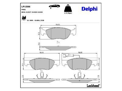 DELPHI LP1586 - Bremsbelagsatz, Scheibenbremse