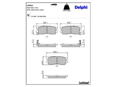 DELPHI LP954 - Bremsbelagsatz, Scheibenbremse