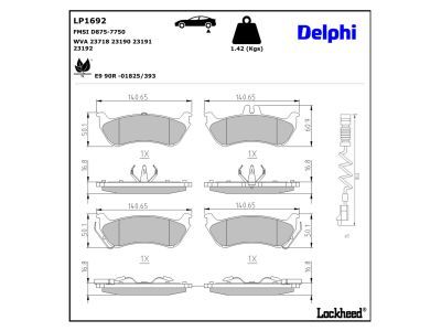 DELPHI LP1692 - Bremsbelagsatz, Scheibenbremse