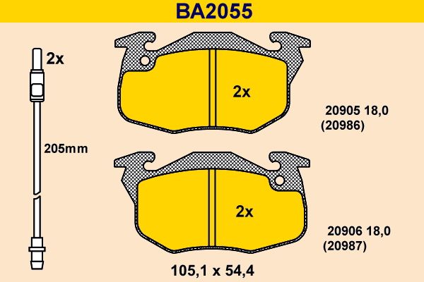 Bremsbelagsatz, Scheibenbremse