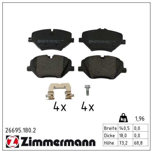 Zimmermann 26695.180.2 Bremsbelagsatz, Scheibenbremse