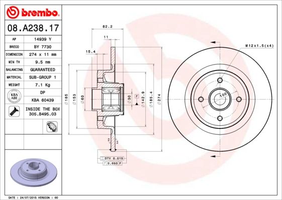 DISQUE FR.+ROULEM BREMBO