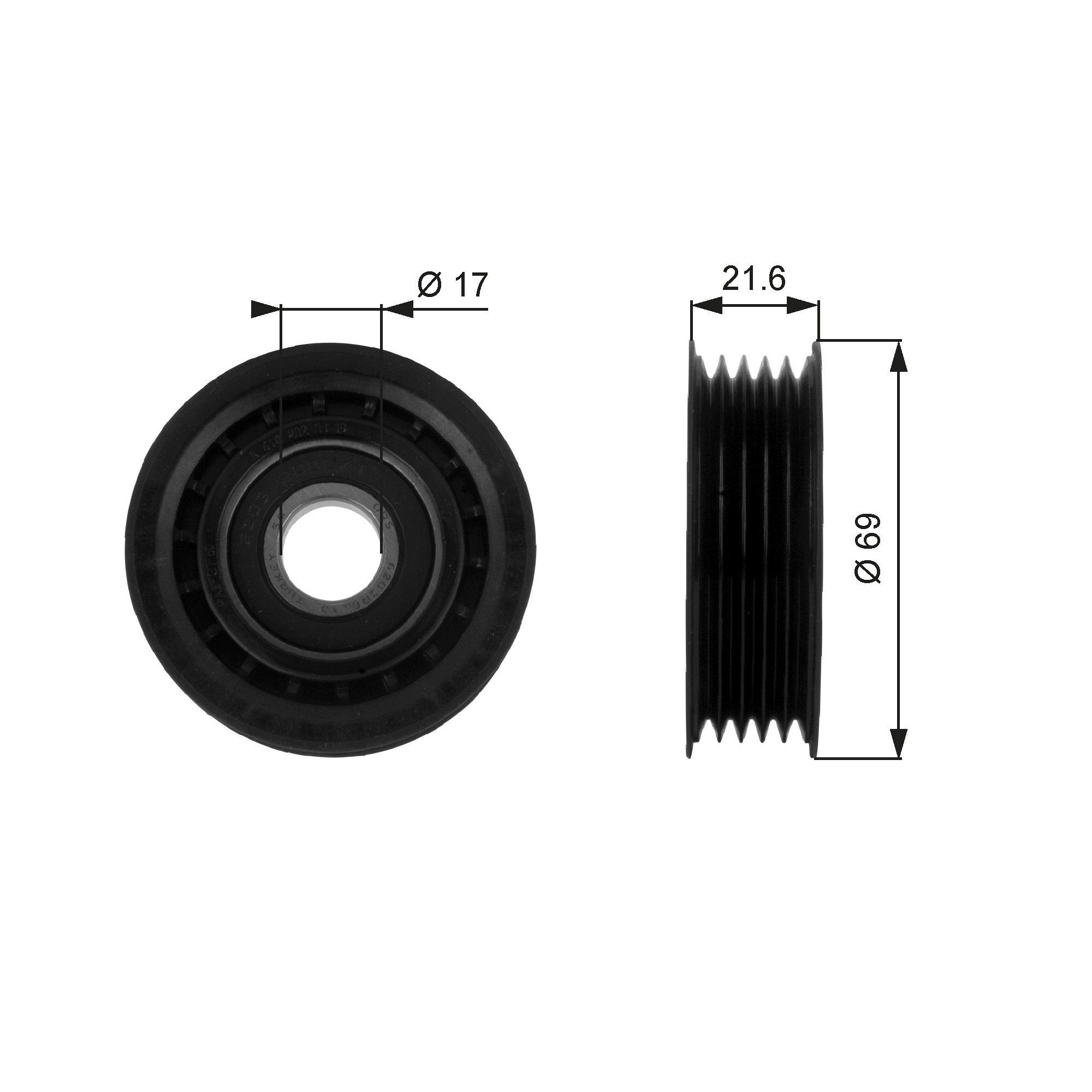 Deflection/Guide Pulley, V-ribbed belt T36189