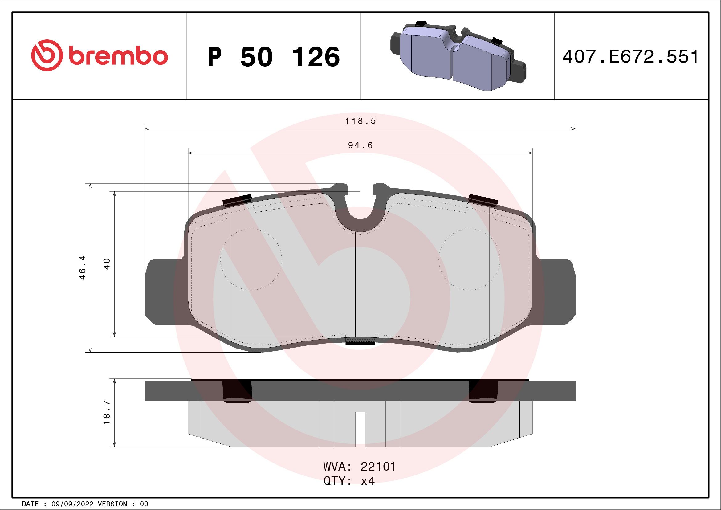 Brake Pad Set, disc brake P 50 126