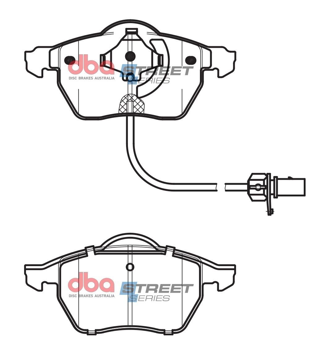 DBA SS STREET SERIES BRAKE PADS [ Audi/Skoda & VW 2001-2008 F ](suits wear sensor DBAWS1126 ) - TecDoc Only
