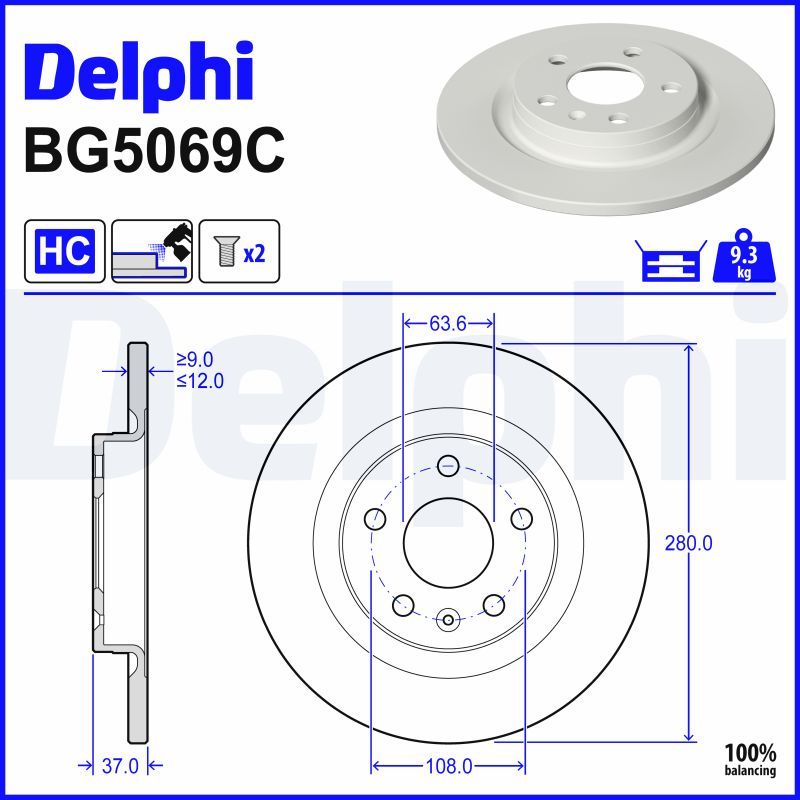 Delphi BG5069C Bremsscheibe