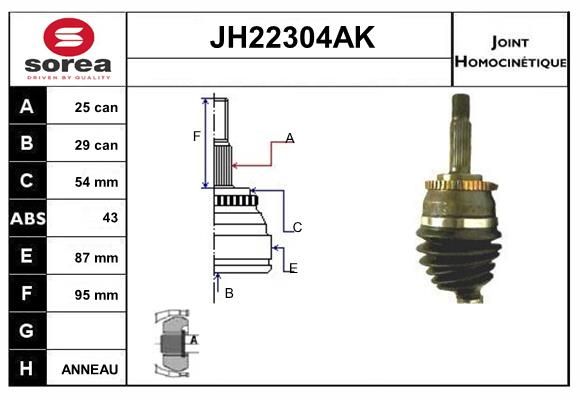 KIT CV JOINT AVEC KR054 - VOLVO V40