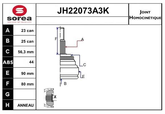 KIT CV JOINT AVEC KR053 - R26