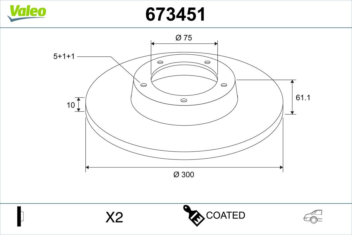 673451 VALEO COATED féktárcsa