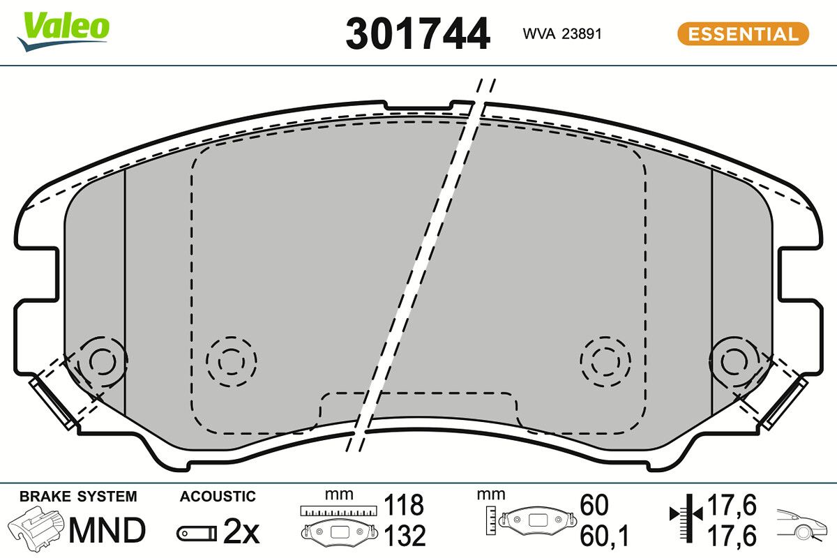 VALEO 301744 - Bremsbelagsatz, Scheibenbremse