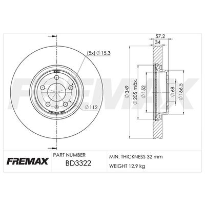 BD-3322 FREMAX féktárcsa