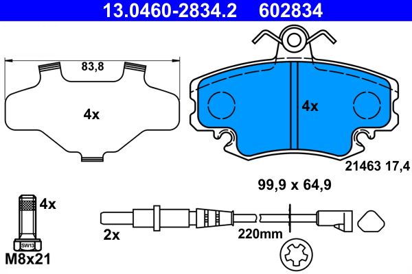 Brake Pad Set, disc brake 13.0460-2834.2