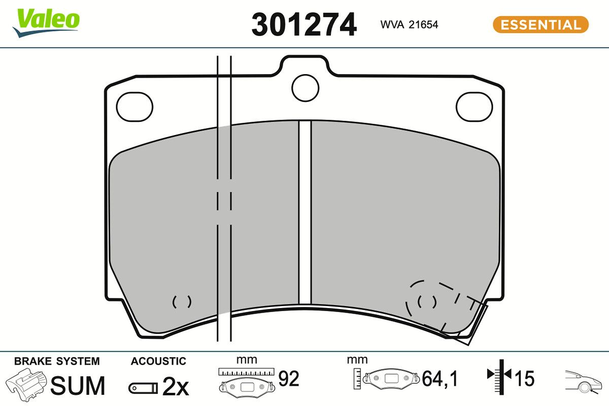 VALEO 301274 - Bremsbelagsatz, Scheibenbremse