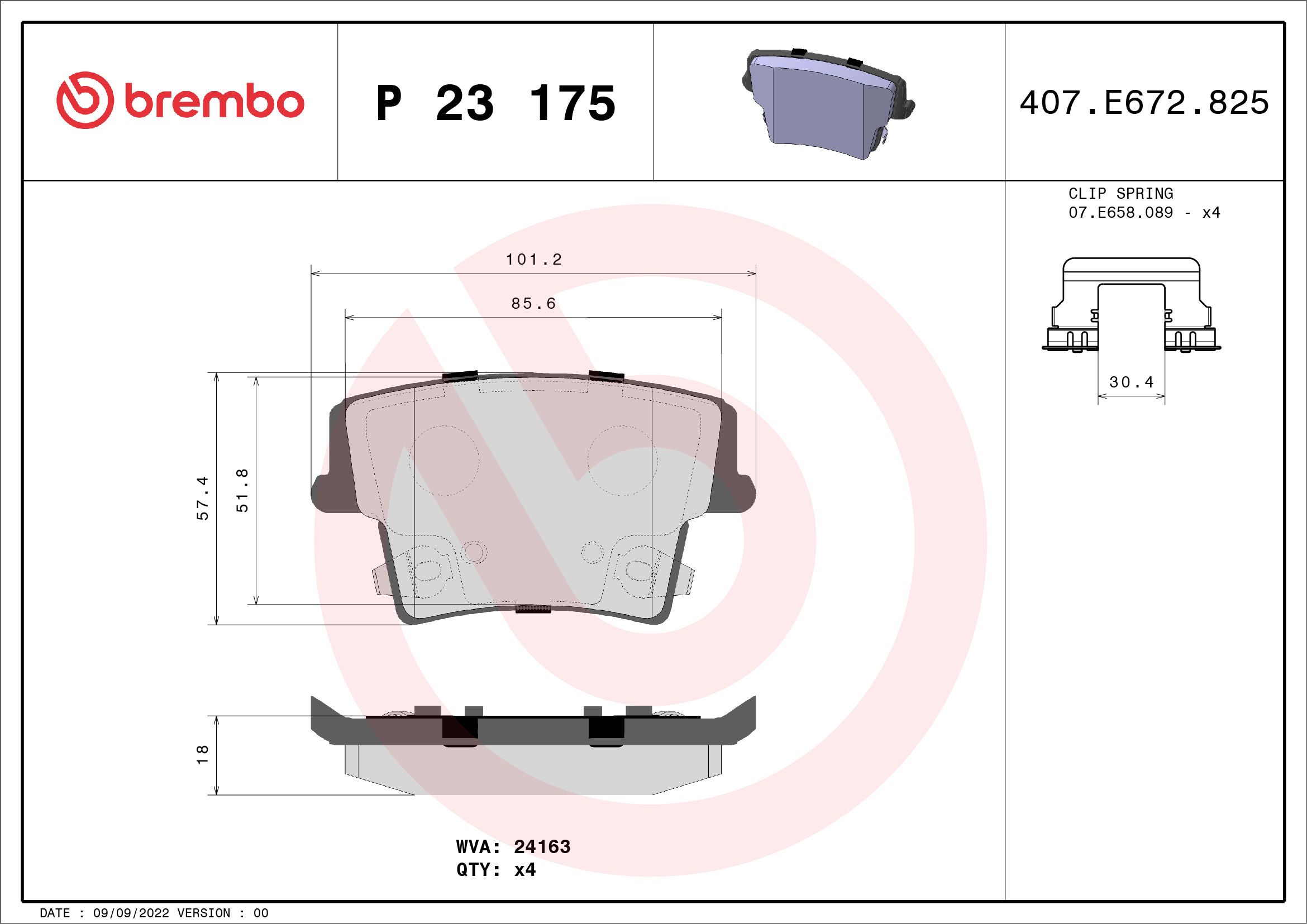 Brake Pad Set, disc brake P 23 175