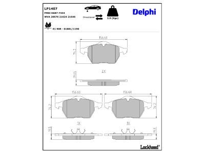 DELPHI LP1407 - Bremsbelagsatz, Scheibenbremse
