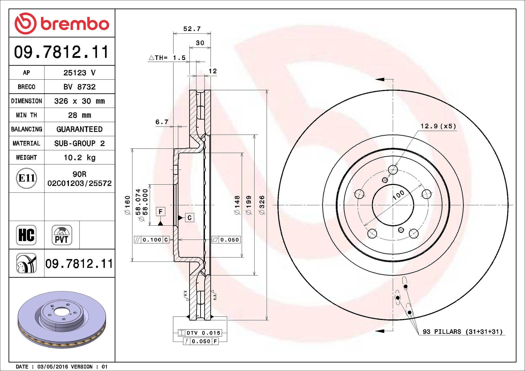 SUBARU FORESTER SG 04-07 (FRT) *PCD 100mm - TecDoc 1