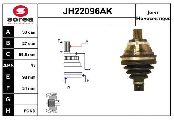 KIT CV JOINT AVEC KR129 - 100-100 A