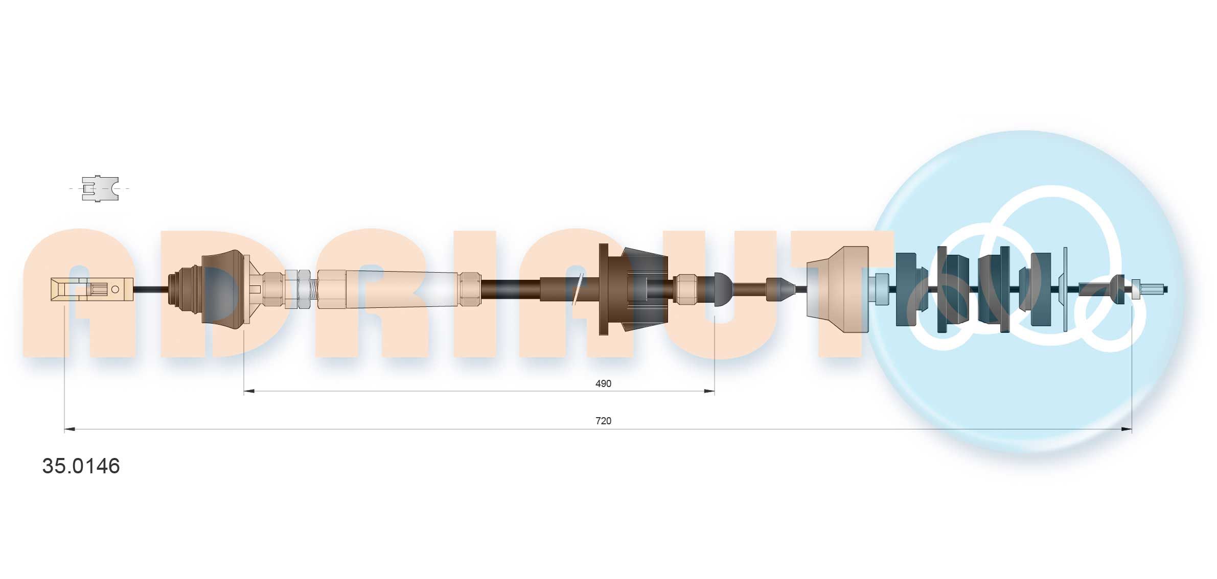 Cable Pull, clutch control 35.0146