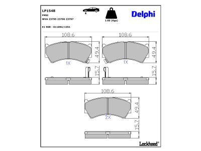 DELPHI LP1548 - Bremsbelagsatz, Scheibenbremse