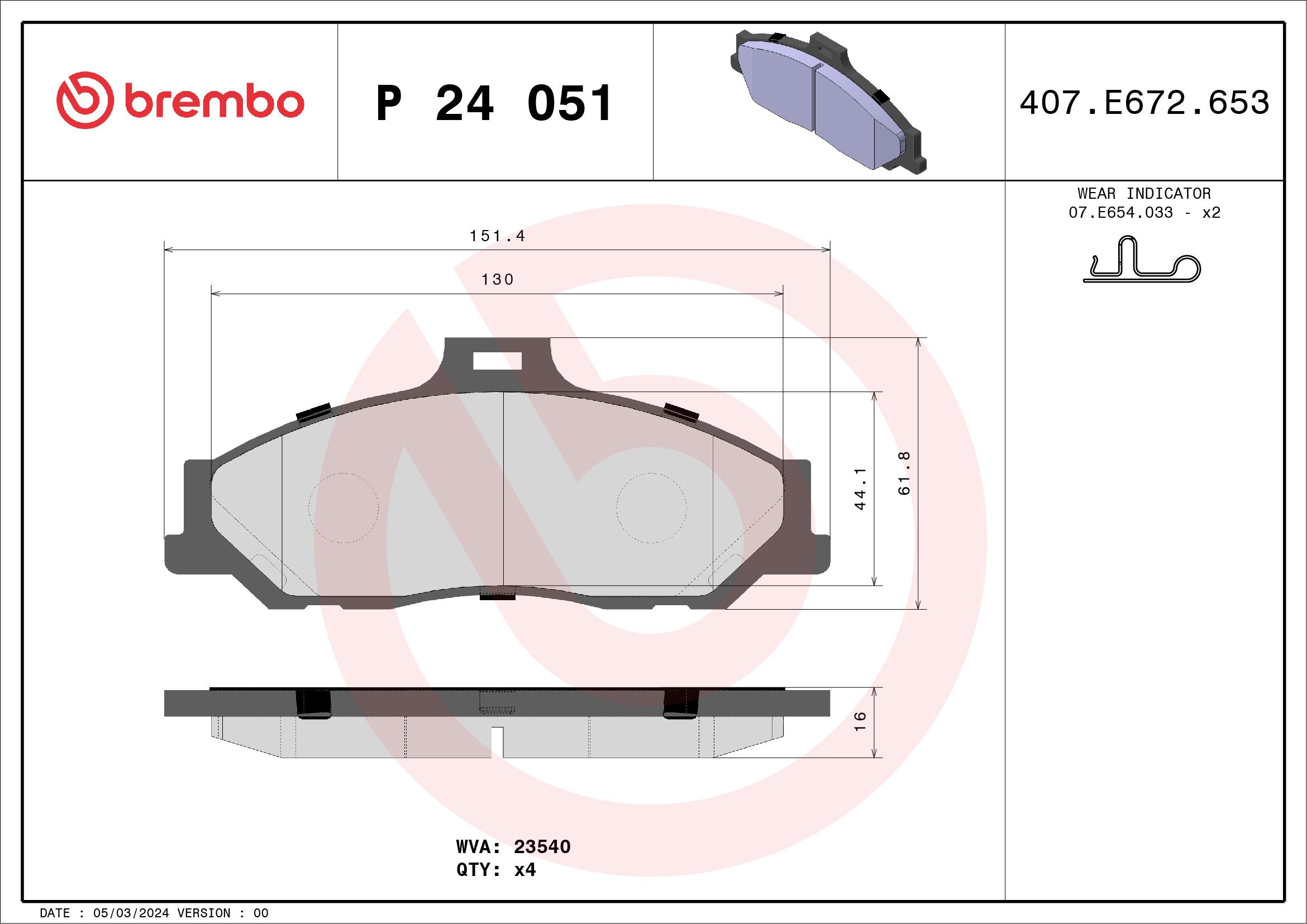 Brake Pad Set, disc brake P 24 051