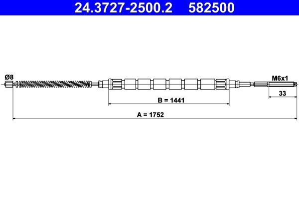 Cable Pull, parking brake 24.3727-2500.2