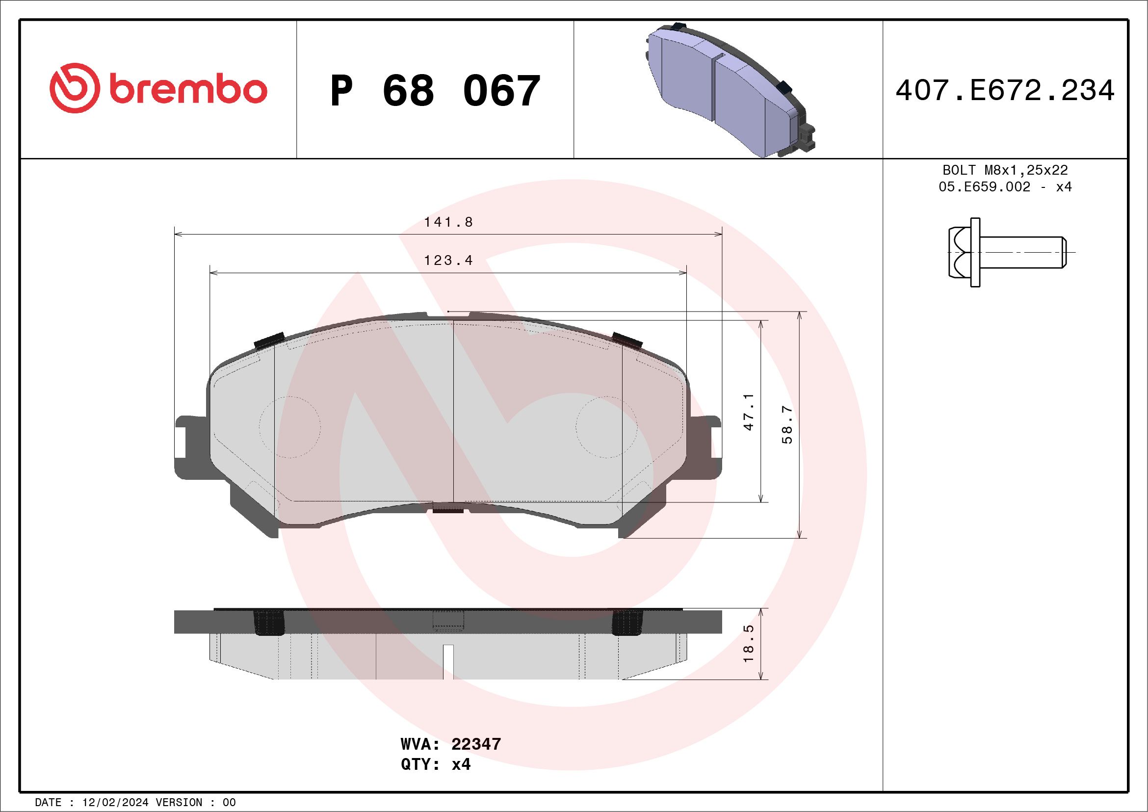 Brake Pad Set, disc brake P 68 067X