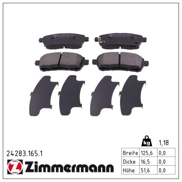 Zimmermann 24283.165.1 Bremsbelagsatz, Scheibenbremse