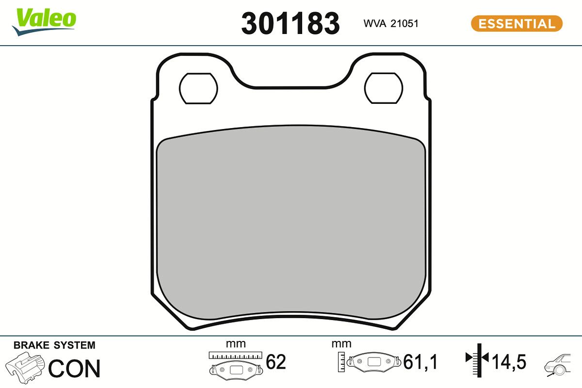 VALEO 301183 - Bremsbelagsatz, Scheibenbremse