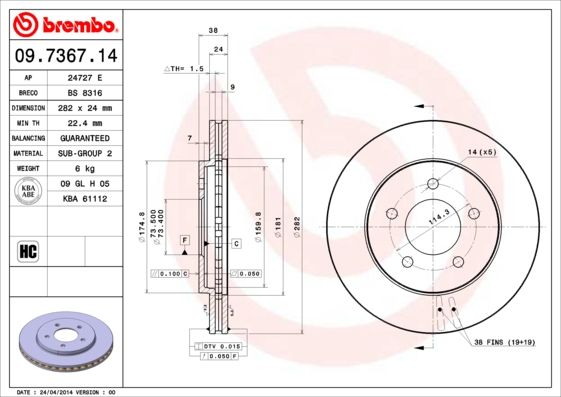 Brake Disc 09.7367.14