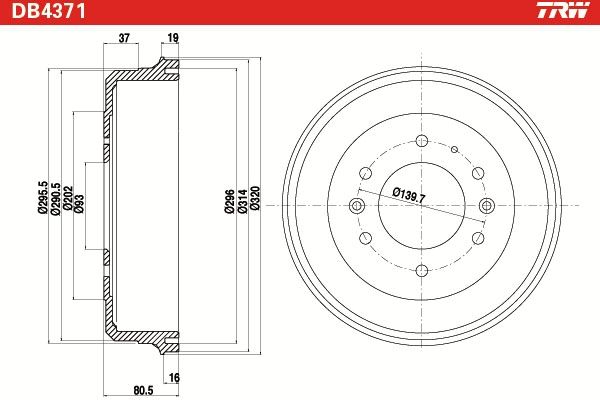 TRW BRAKE DRUM - TecDoc 2