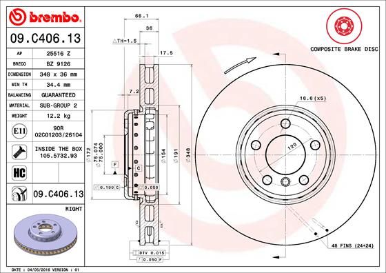 Brake Disc 09.C406.13