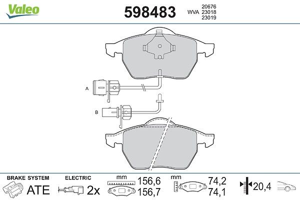 VALEO 598483 - Bremsbelagsatz, Scheibenbremse