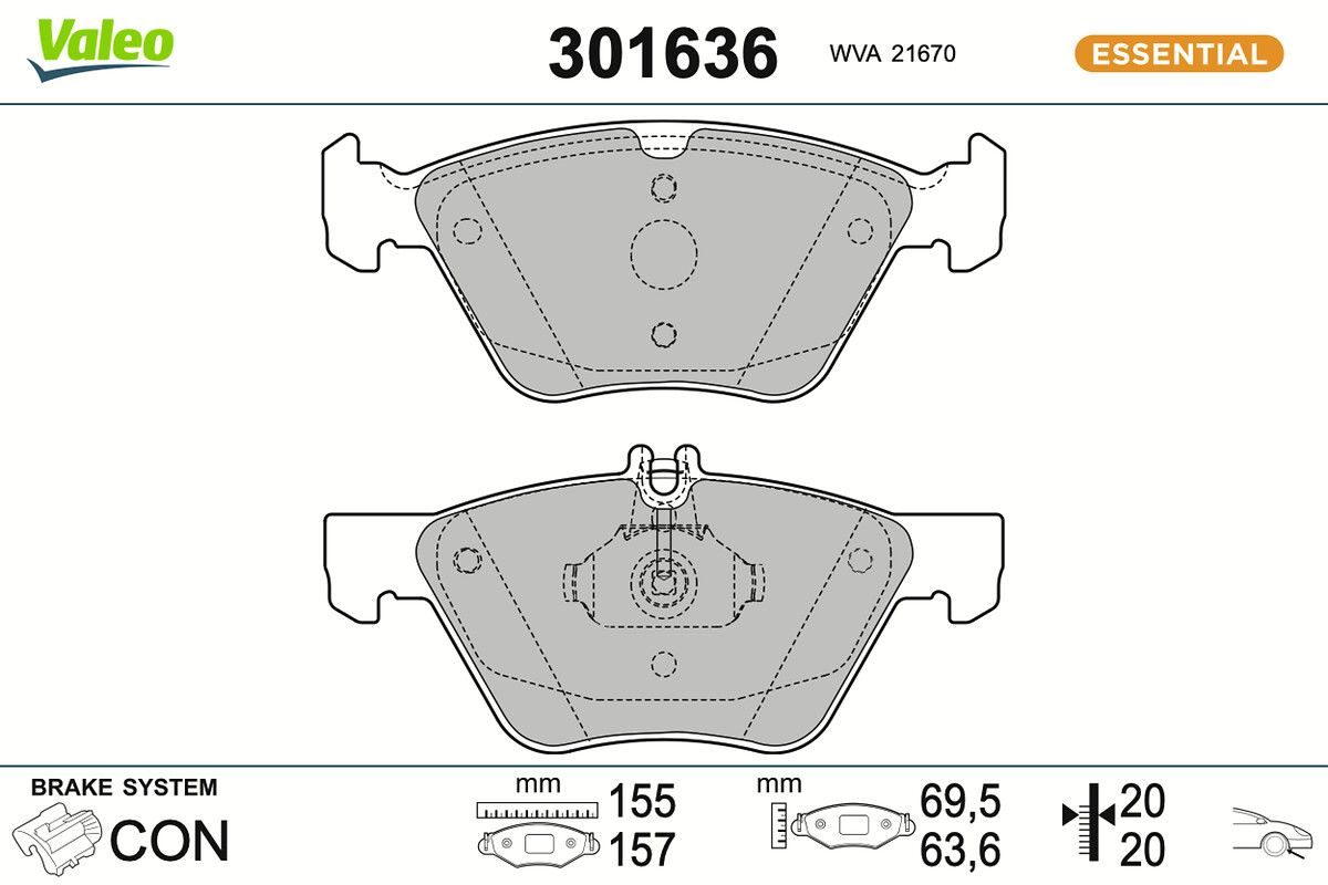 VALEO 301636 - Bremsbelagsatz, Scheibenbremse